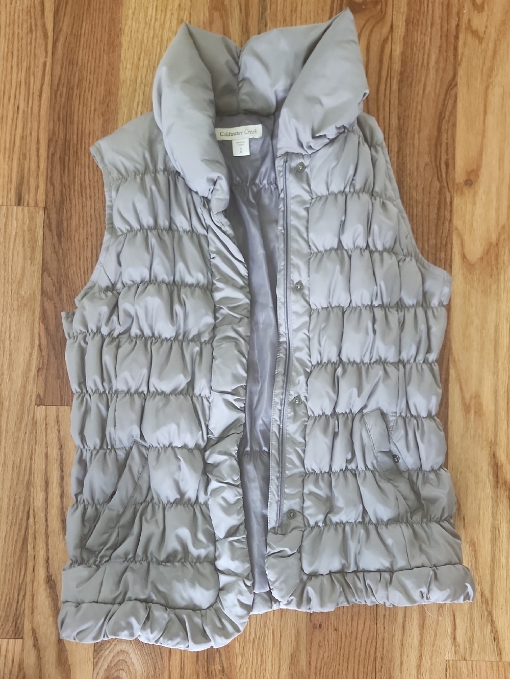 Coldwater Creek Silver-Gray Quilted Puffer Vest